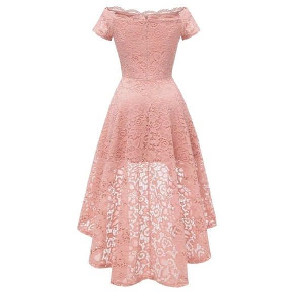 Dressystar Lace Cocktail Dress Hi-Lo Off Shoulder Bridesmaid Swing Formal Party - Picture 5 of 16